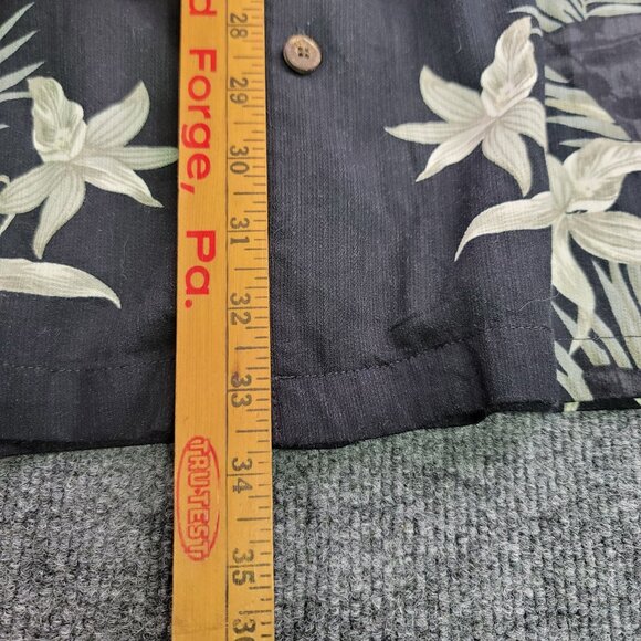 Caribbean Joe Men XXL Black Hawaiian Shirt Martini Glass Floral Design Button-Up - Picture 8 of 8